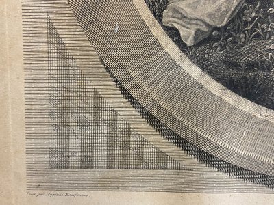 Gravure XIXe à l'angelot ange titrée Garde à vous Angelica Kauffmann / Porporati