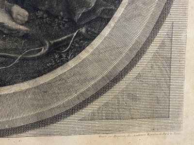 Gravure XIXe à l'angelot ange titrée Garde à vous Angelica Kauffmann / Porporati