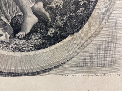 Gravure XIXe à la jeune femme titrée "Il n'est plus temps" Bouillon / Audouin