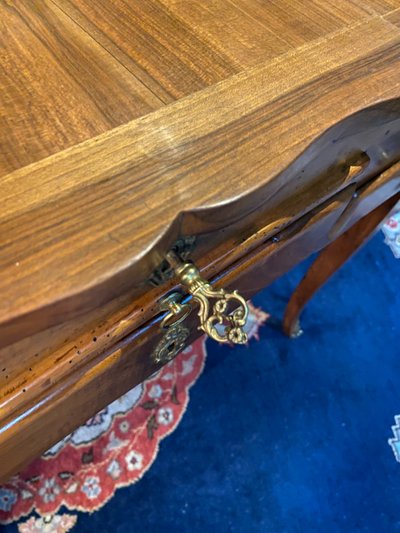 Louis XV solid walnut dressing table, 18th century, marked N. Armant