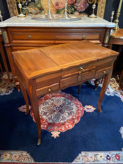 Louis XV solid walnut dressing table, 18th century, marked N. Armant