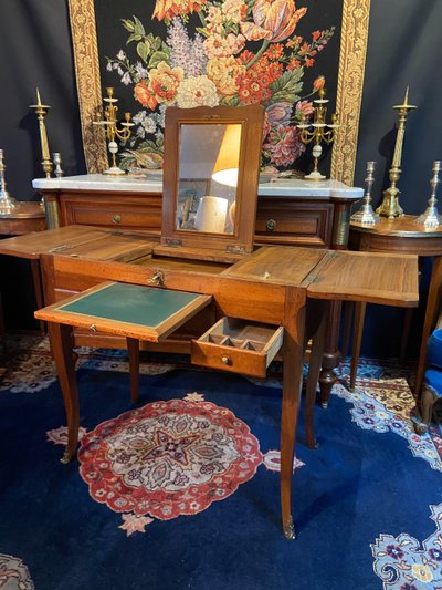Louis XV solid walnut dressing table, 18th century, marked N. Armant