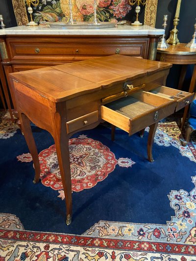 Louis XV solid walnut dressing table, 18th century, marked N. Armant