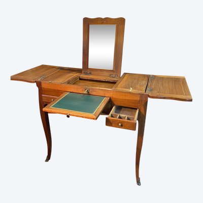 Louis XV solid walnut dressing table, 18th century, marked N. Armant
