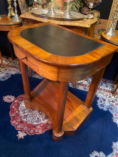 Solid walnut console desk and writing table with sofa back, XIXth Empire period