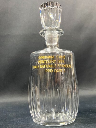 Trophäe Autorennen Karaffe Baccarat Cassino Gymkhana Cibié Monthléry 1959