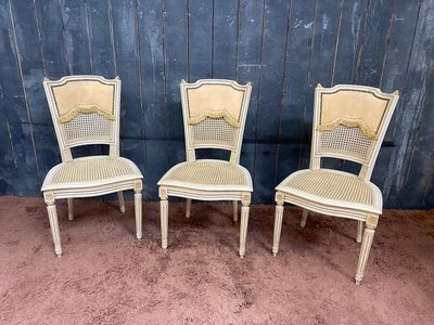 Set of four elegant Louis XVI style chairs, circa 1950