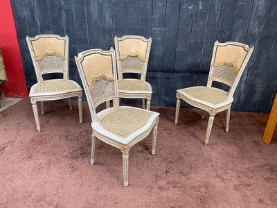 Set of four elegant Louis XVI style chairs, circa 1950