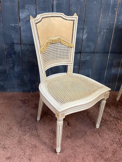 Set of four elegant Louis XVI style chairs, circa 1950