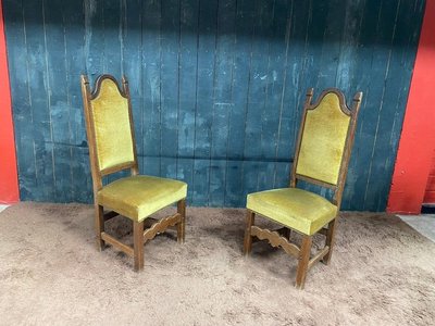 Set of 6 High-Back Oak Chairs, Circa 1950