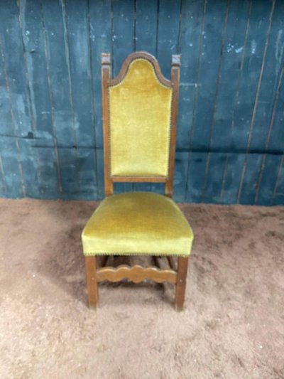 Set of 6 High-Back Oak Chairs, Circa 1950