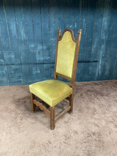 Set of 6 High-Back Oak Chairs, Circa 1950
