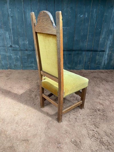 Set of 6 High-Back Oak Chairs, Circa 1950
