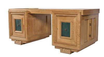 Charles Dudouyt ( 1885-1946 ) Scrivania e poltrona in rovere Art Déco 1940 circa