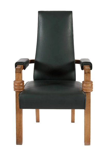 Charles Dudouyt ( 1885-1946 ) Scrivania e poltrona in rovere Art Déco 1940 circa