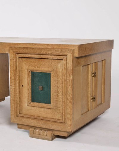 Charles Dudouyt ( 1885-1946 ) Scrivania e poltrona in rovere Art Déco 1940 circa