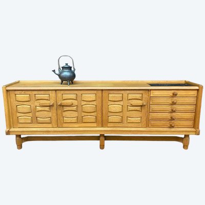 Guillerme Et Chambron, Large Oak Sideboard (260 cm), "Votre Maison" Edition, circa 1970