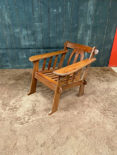 Pair of Arts and Crafts Style Teak Armchairs