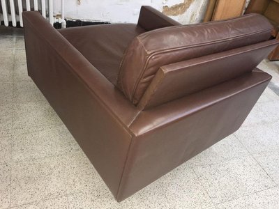 Paire De Fauteuils En Cuir Et Métal Chromé, Style Knoll , Circa 1970
