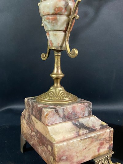 Pair of large bronze and marble candelabras 19th century Napoleon III