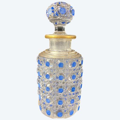 Bottiglia di profumo, fine XIX/inizio XX secolo, modello in cristallo BACCARAT, diamanti e pietre