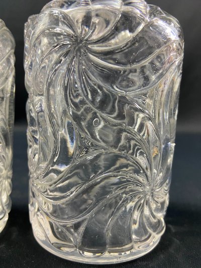 Paire flacons à parfum début XXe cristal SAINT LOUIS modèle Fleurs de violettes