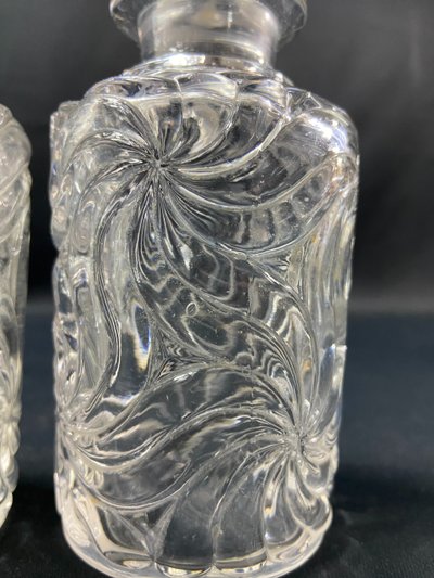 Paire flacons à parfum début XXe cristal SAINT LOUIS modèle Fleurs de violettes