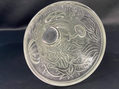 Large Josef Inwald Barolac 1936 Art Deco frosted glass vase, marine life decor