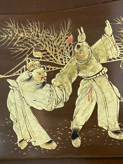 Mail sorter on 3 levels lacquered wood gilded decoration of characters Meiji Japan
