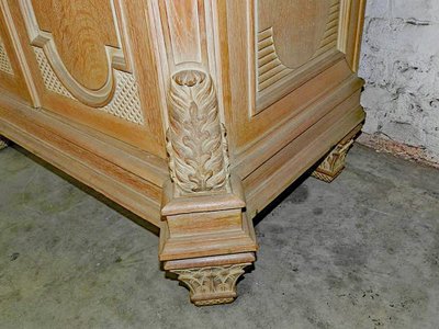 Credenza del 1940 in rovere sbiancato, marmo e bronzo