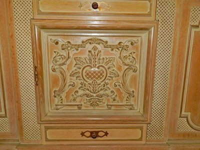 Credenza del 1940 in rovere sbiancato, marmo e bronzo