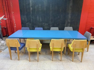 Interesting Elm And Laminate Reconstruction Table Circa 1950