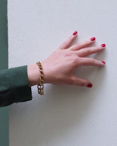 70er Jahre Gourmet-Armband aus strukturiertem 18k Gold, Vintage-Armband, geflochtene Masche, Seventies-Armband