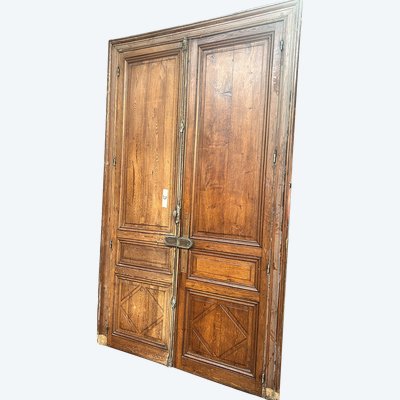 Double porte avec bâti en chêne 175,5×290 cm
