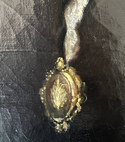 Painting HST "Elegant portrait with jewels" XIX° century signed C.F. Kaiser