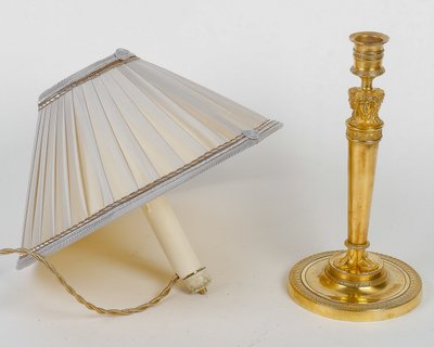 Pair of Candlesticks with Female Busts Attributed to Claude Galle Circa 1810, Mounted as Lamps