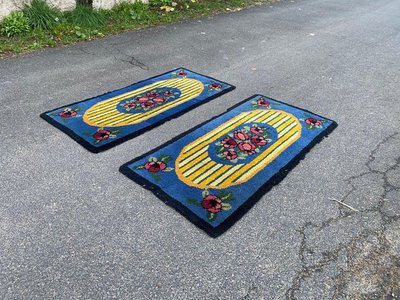 Paire De Tapis Art Deco En Laine, Circa 1930