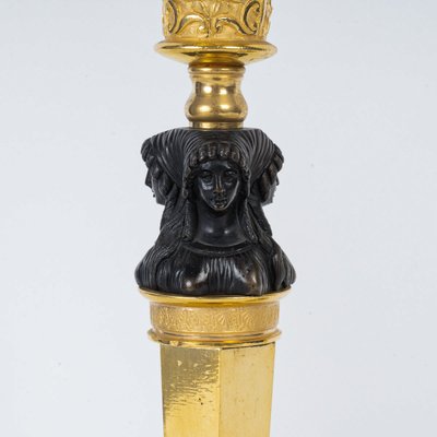 Pair of Candlesticks with Marvelous Attributed to Claude Galle Circa 1810, Mounted as Lamps