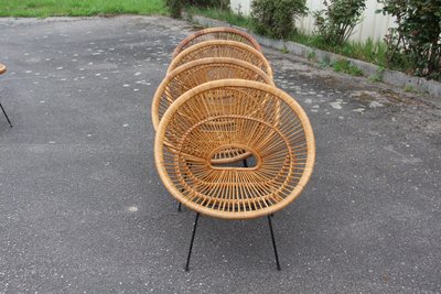 Salon Rattan Attributed To Janine Abraham Modèle Soleil