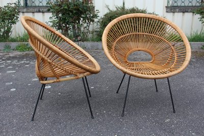 Salon Rattan Attributed To Janine Abraham Modèle Soleil