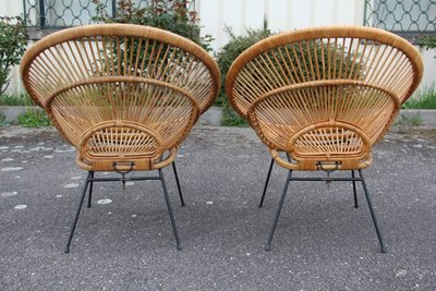 Salon Rattan Attributed To Janine Abraham Modèle Soleil