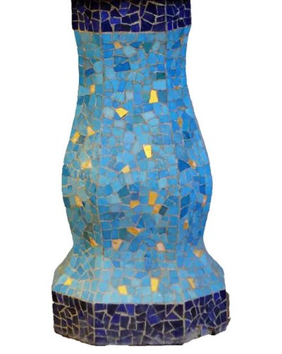 Ancien Lavabo à Décor De Mosaïque Circa 1900/1930