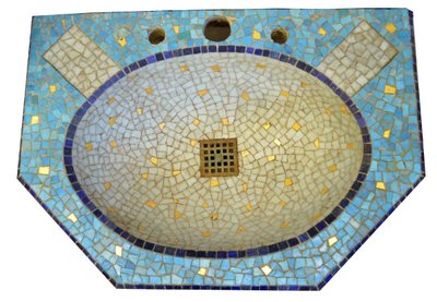 Ancien Lavabo à Décor De Mosaïque Circa 1900/1930
