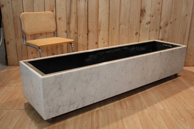 Large 1960's Style Knoll Marble And Steel Planter Brush