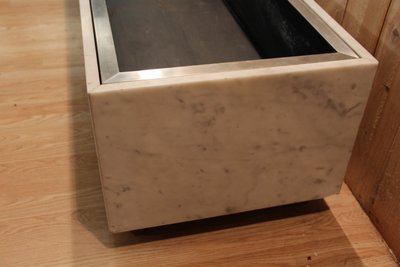 Large 1960's Style Knoll Marble And Steel Planter Brush
