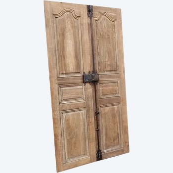 Antique doppia porta 18 ° secolo Luigi XV in quercia belle porte di ferro in legno