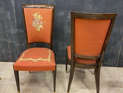 Baptistin Spade, rara suite di 8 sedie Art Déco con arazzo 1930/1940 circa