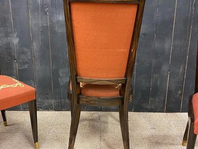 Baptistin Spade, rara suite di 8 sedie Art Déco con arazzo 1930/1940 circa