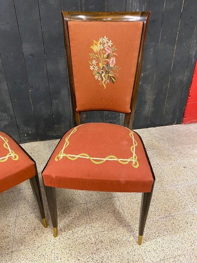 Baptistin Spade, rara suite di 8 sedie Art Déco con arazzo 1930/1940 circa