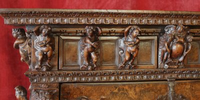 Genoese Cabinet Called Stipo From The Renaissance Period In Walnut - 16th Century